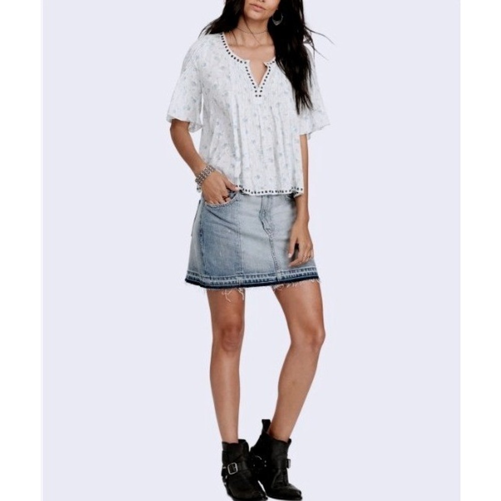 Denim & Supply by Ralph Lauren Y2K Women's Denim Frayed Hem Mini Skirt Blue EUC